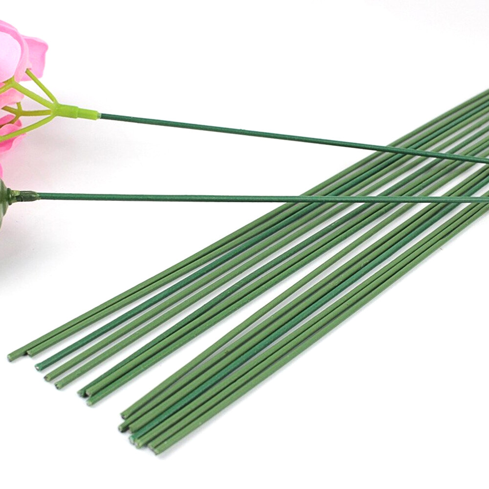 100pcs Floral Stem Wire Plastic Artificial Flower Green Stem Rod Plant Stub Wire