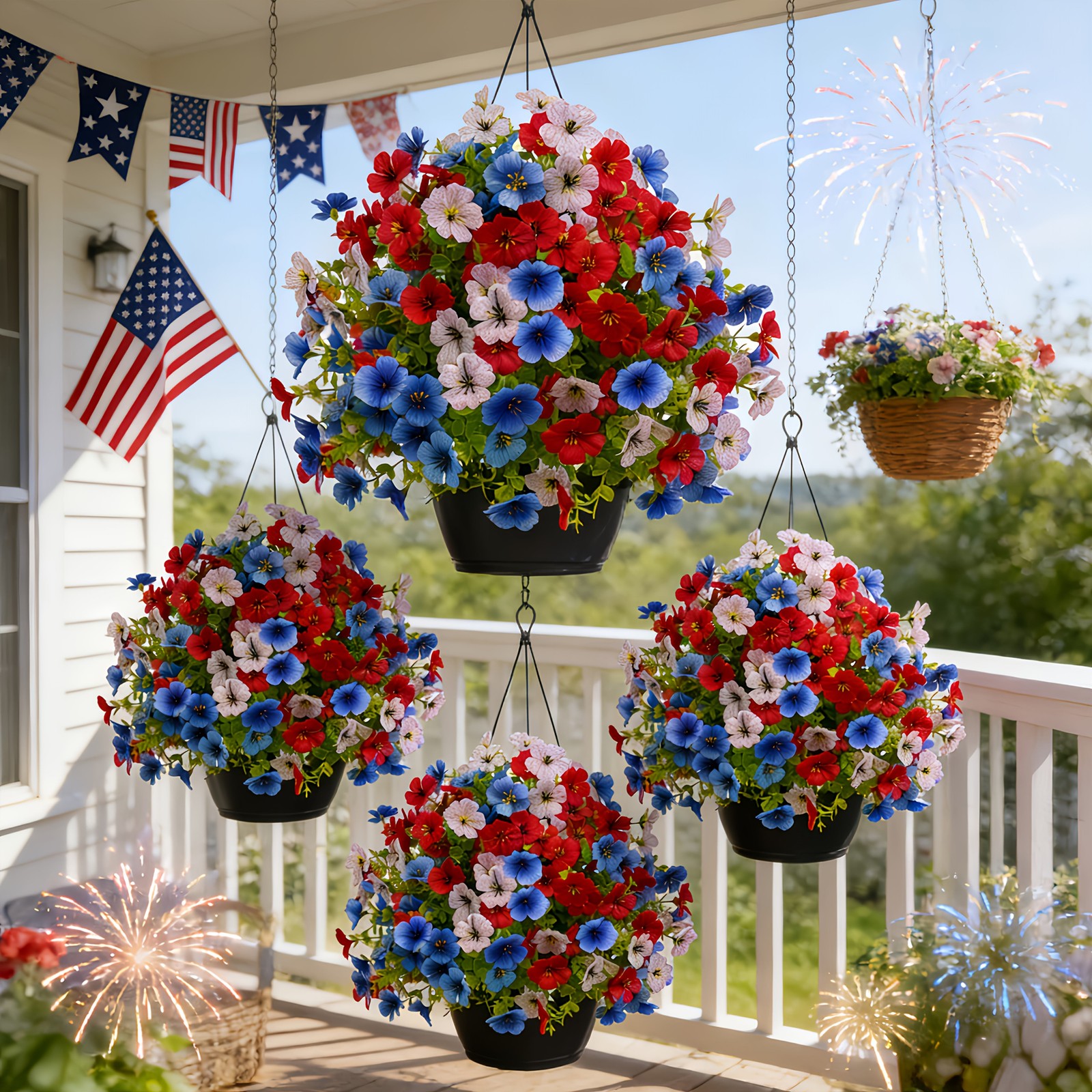 2pcs Independence Day Patriotic Artificial Flowers Outdoor Cemetery Yard Decor