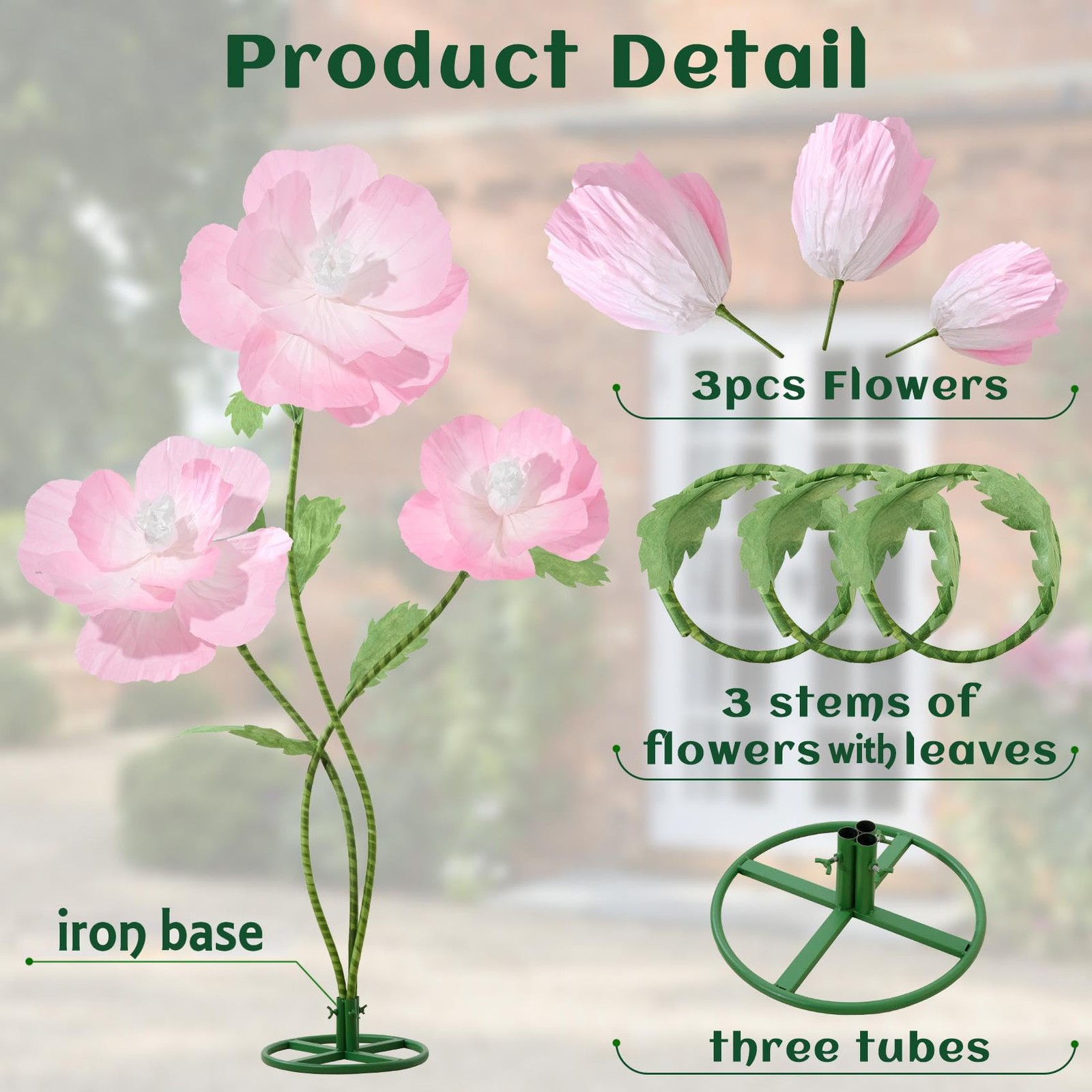 5.6 Ft Giant Flowers for Decoration with Stand 3Pcs Giant Flowers for Wedding…