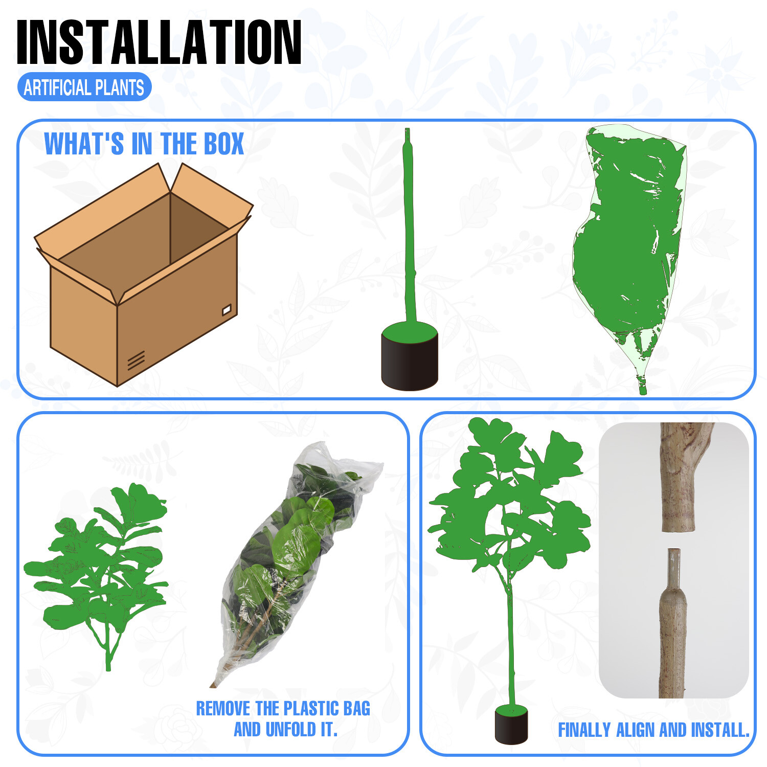 Artificial Fiddle Leaf Fig Tree with Plastic Pot For Indoor Outdoor Festival