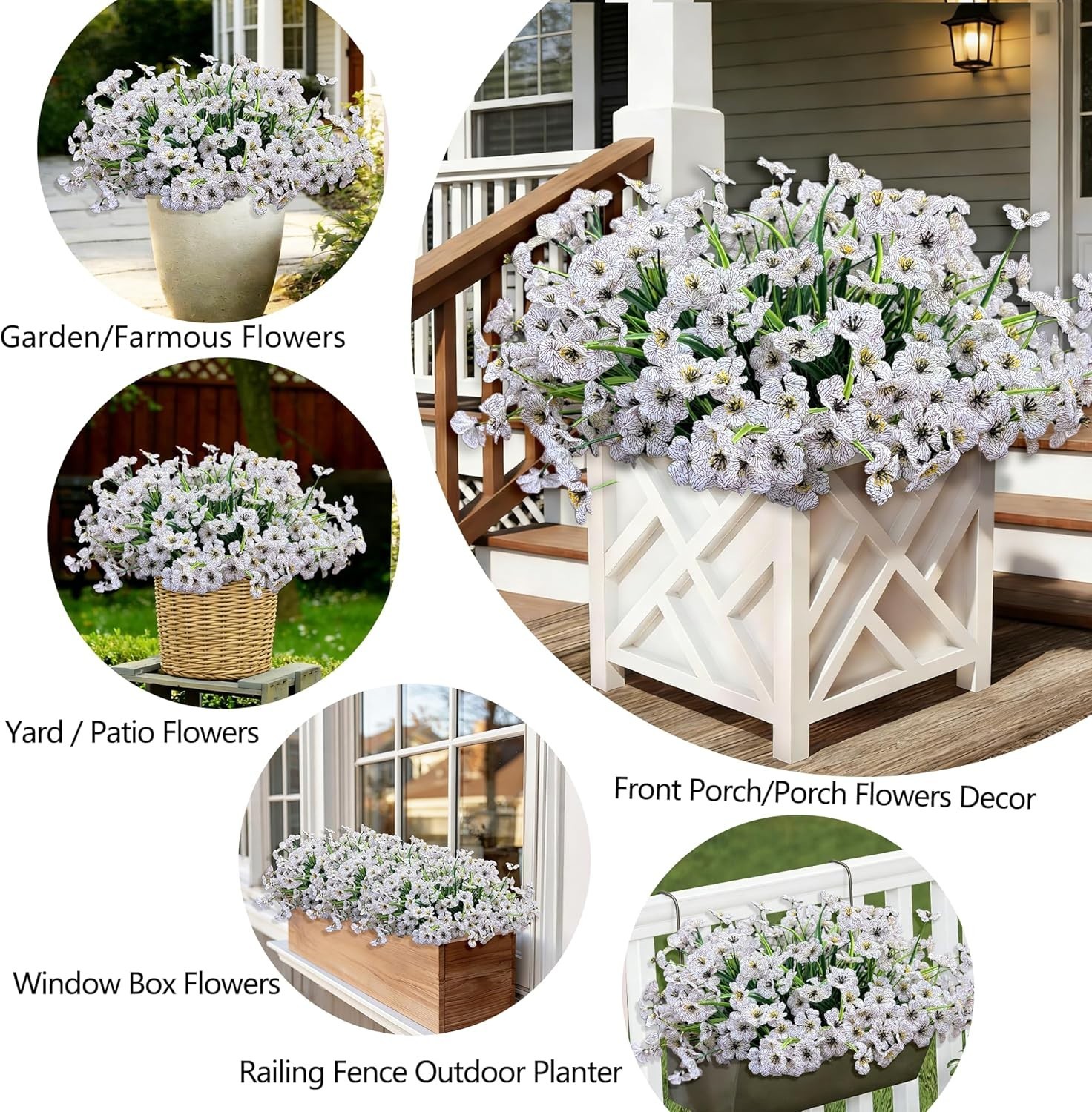 20 Bundles Artificial Flowers for Outdoors, UV Resistant Fake Flowers with Pl…