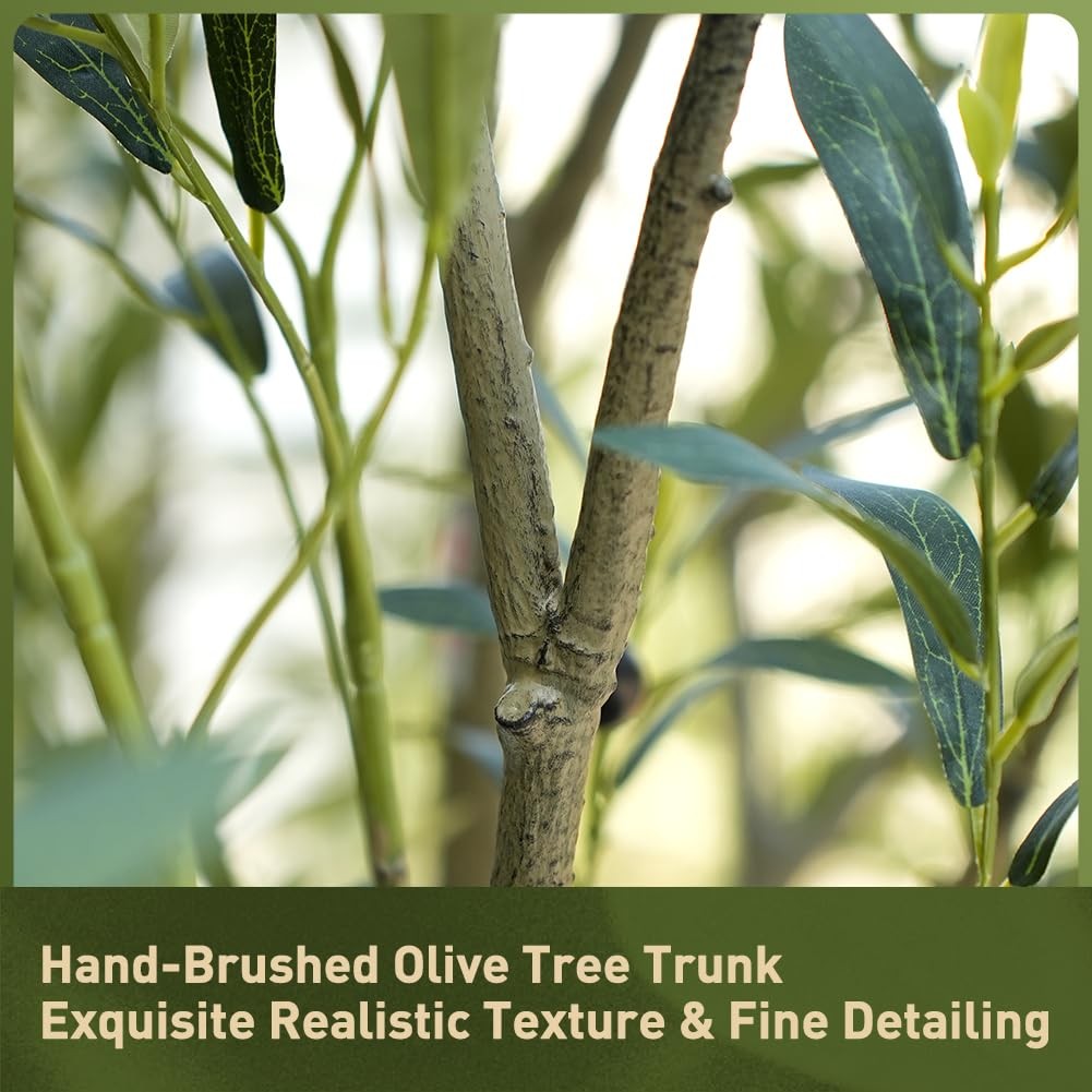 Olive Tree Artificial Indoor 7ft – Large Fake Plants – Realistic Faux Olive T…