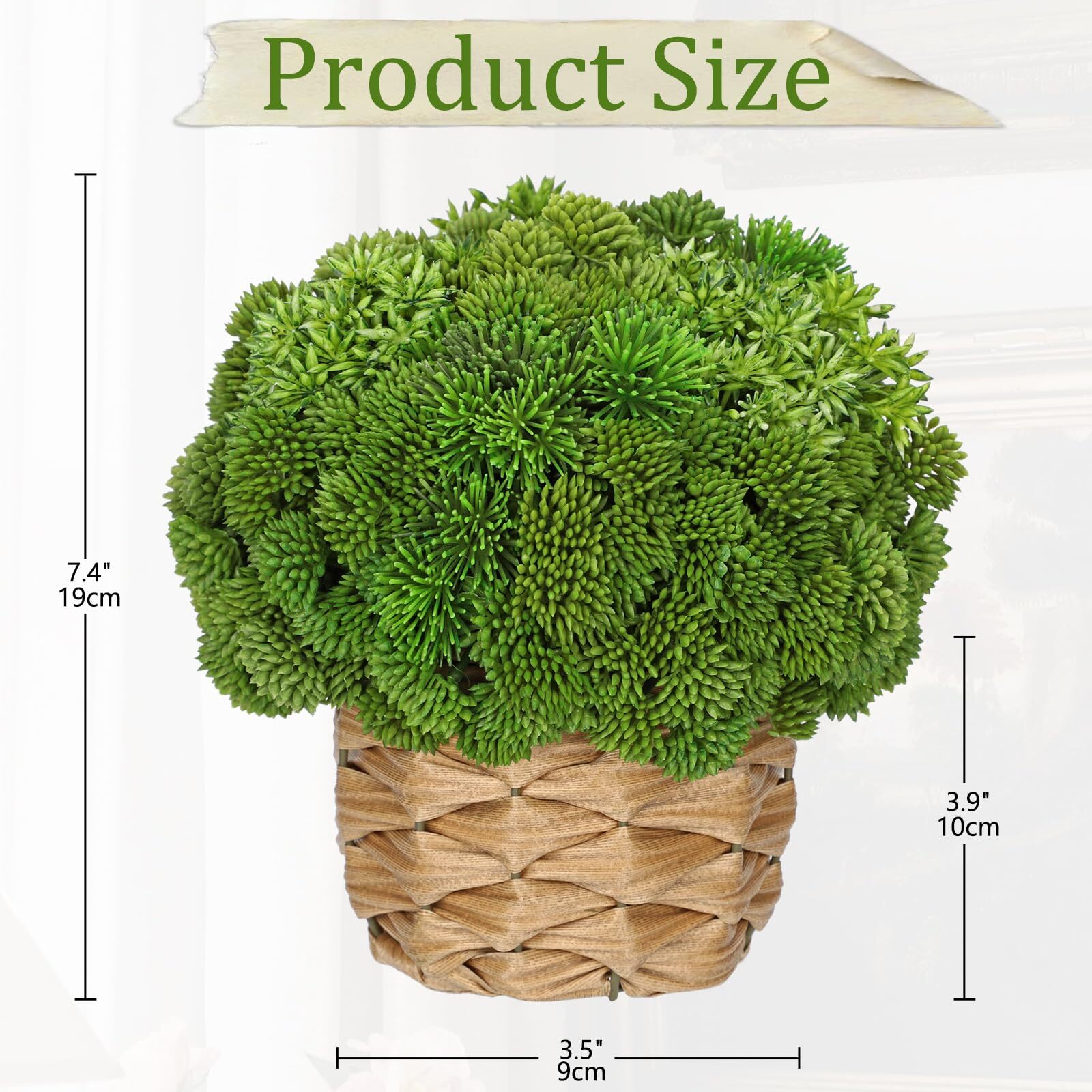 Succulent Plants Artificial Small Faux Arrangement Woven Basket Table Decor