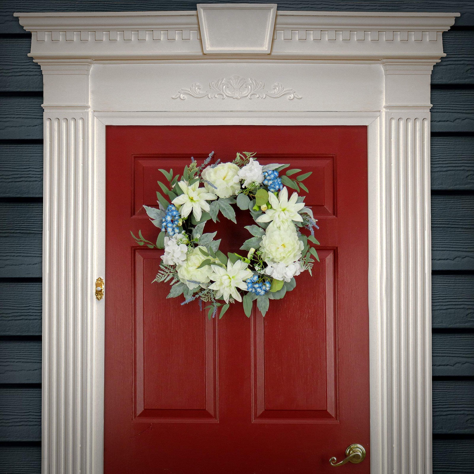 24 in. Spring Wreath with Dahlia, Peony, and Hydrangea Blooms