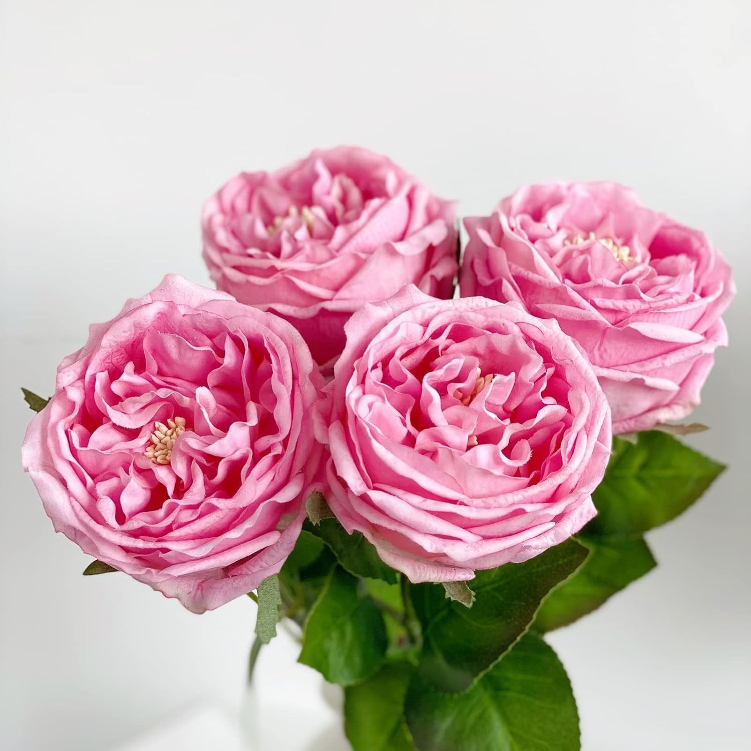 3.5” Big Bloom Rose Artificial Flowers Pink 4Pcs Real Touch Rose Faux 17.7 I…