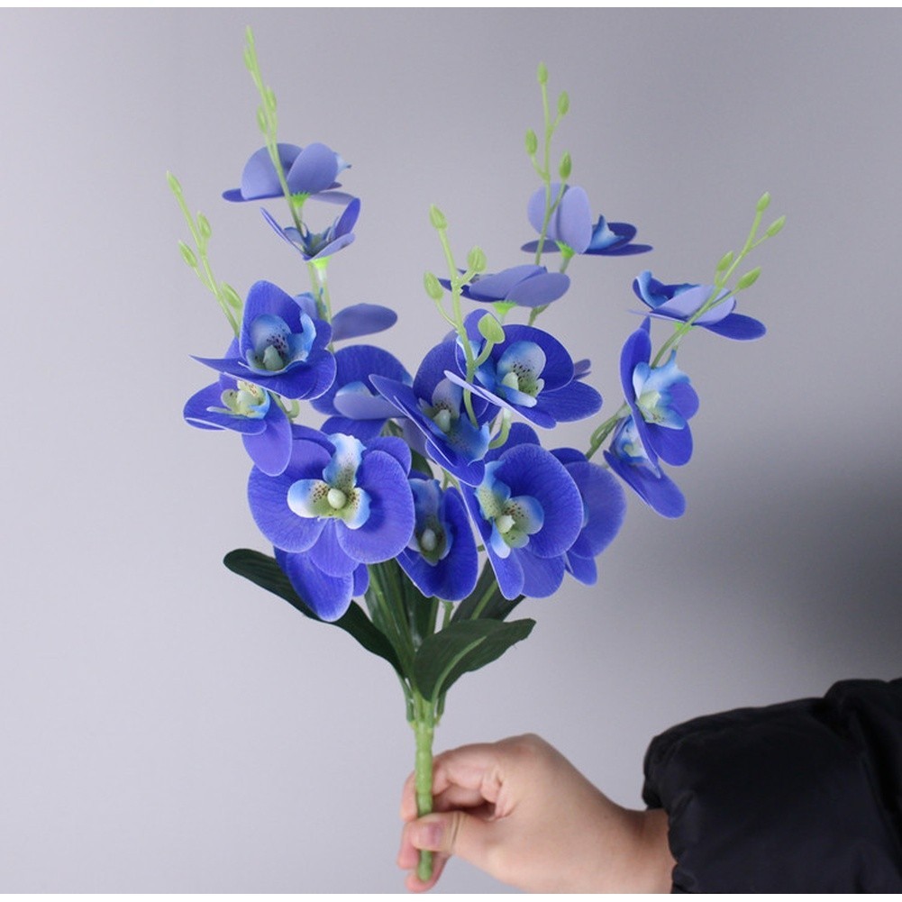 20 Heads Phalaenopsis Artificial Orchid 43cm Stem 3D Printed PU for Home Use