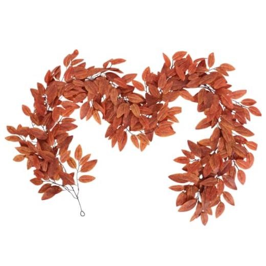 Artificial Eucalyptus Leaves Vine 6Ft Fall Ivy Garland | Fake Vine Orange