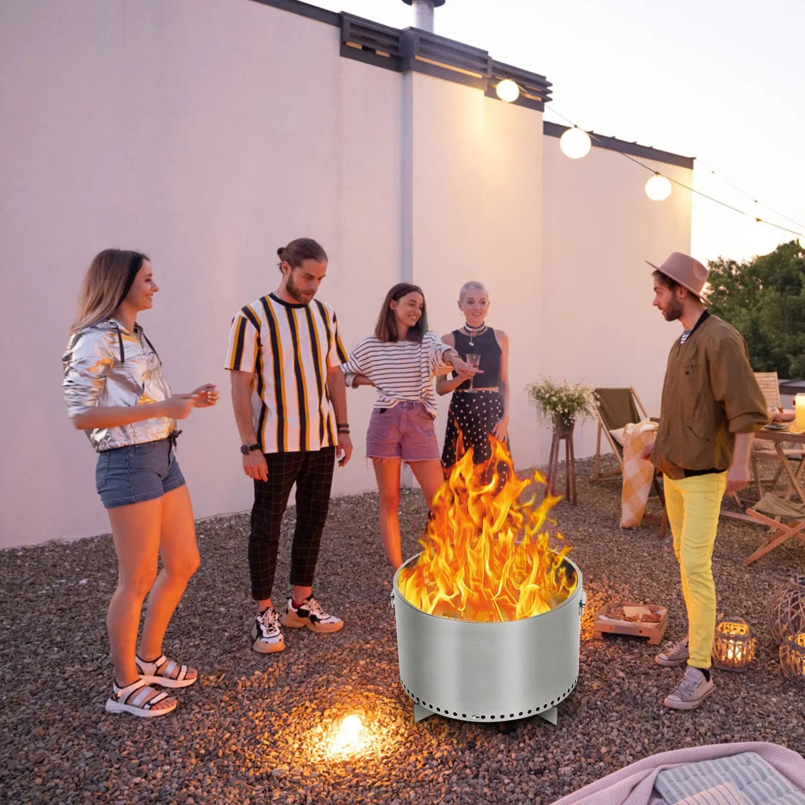 US GARVEE 20.5 Inch Smokeless Fire Pit With Air Switch And Handle Wood Burning P