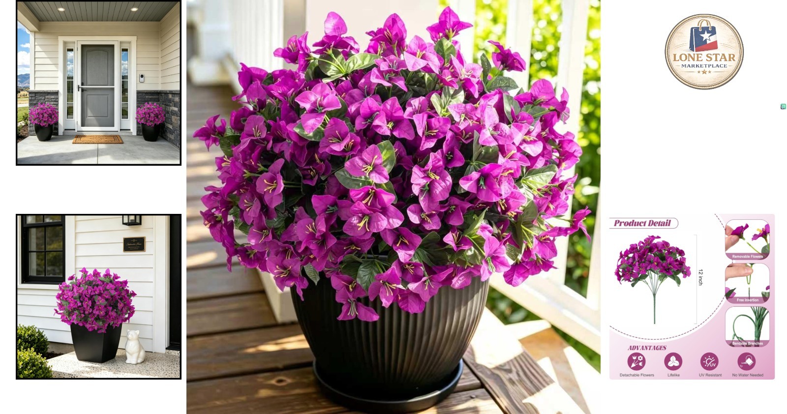 6 Bundles UV Resistant Bougainvillea – Elegant Silk Flowers for Outdoor Decor
