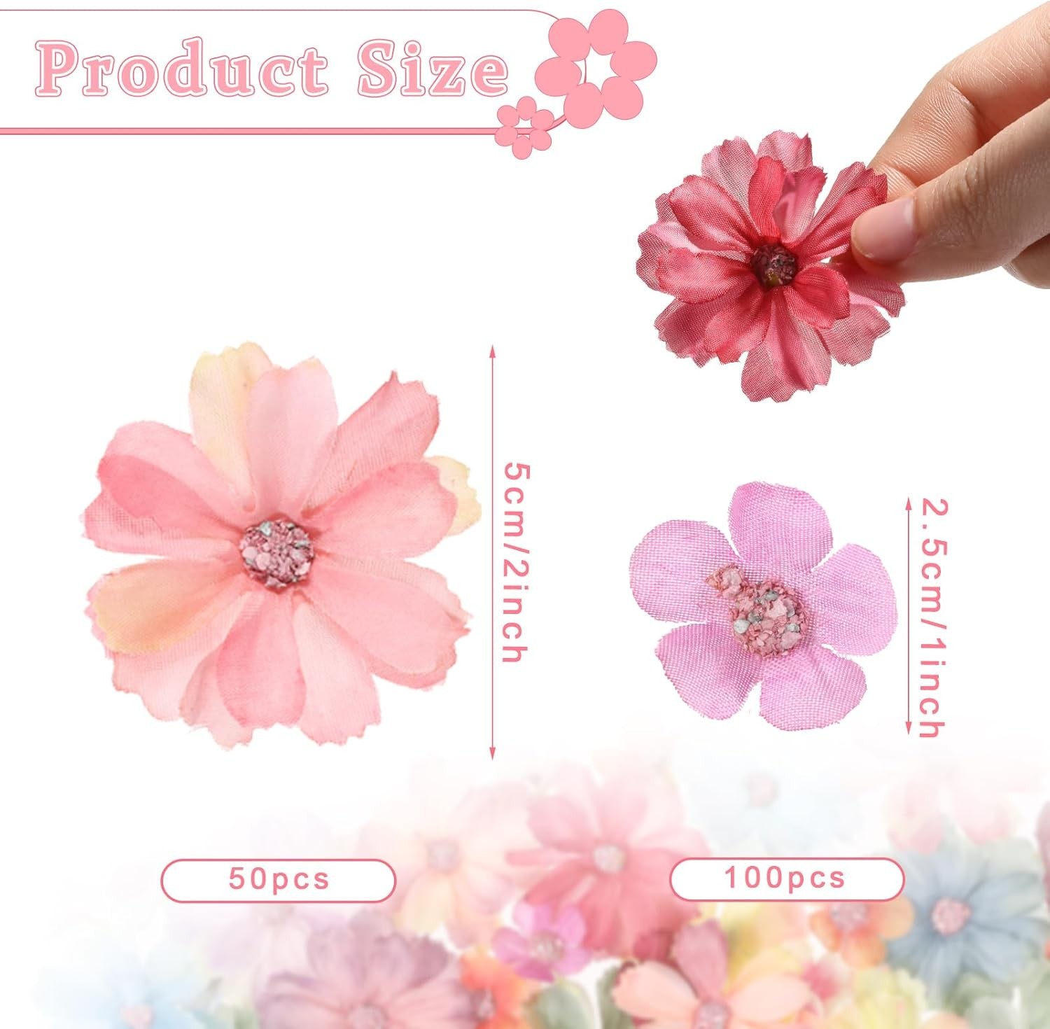 150PCS Mini Fake Flowers Heads Small Silk Flower Heads for DIY Crafts Decor