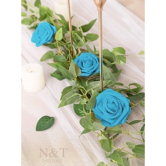 NEW N & T Nieting Blue Artificial Foam Flower Set Wedding Florals Decor Turq