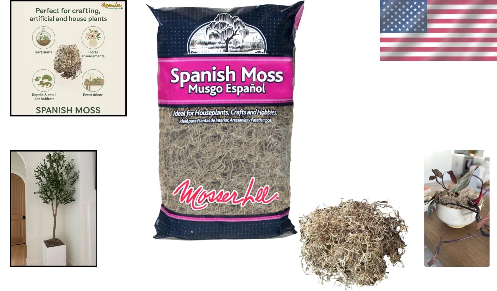400 Cubic Inches of Spanish Moss – Natural Decorative Moss for Crafts & Plants