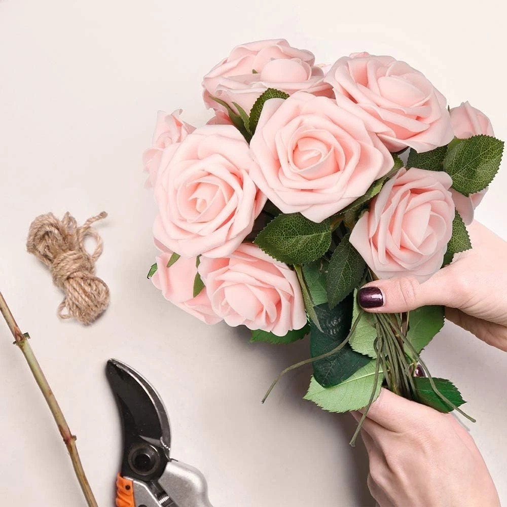 50 Blush Pink Foam Artificial Roses – Perfect for DIY Wedding Decor & Crafts