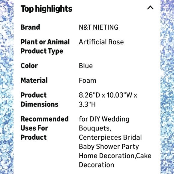 NEW N & T Nieting Blue Artificial Foam Flower Set Wedding Florals Decor Turq