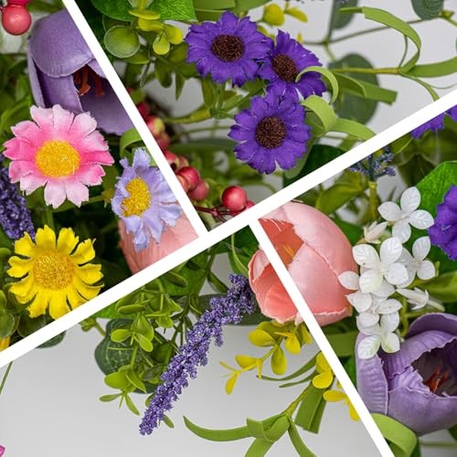 Artificial Spring Wreath 22 Inch Spring Wreaths for Front Door Tulip Wreath