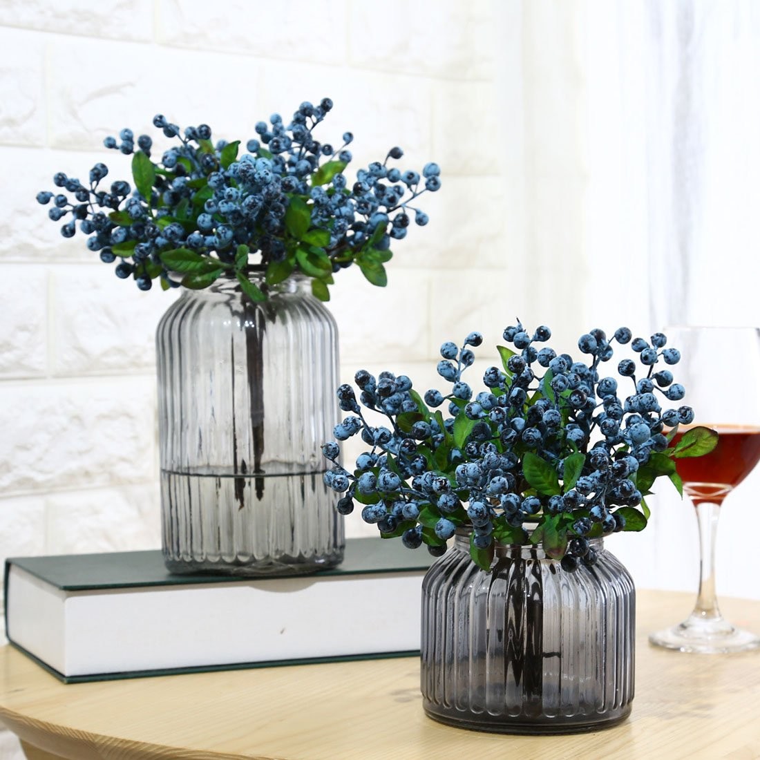 6 Pcs Artificial Blueberries Fake Blue Berries Fruit Blueberry Artificial Flo…