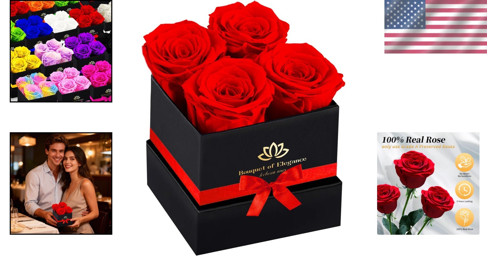 Forever Flowers Box with 4 Red Preserved Roses – Timeless Gift for Loved Ones
