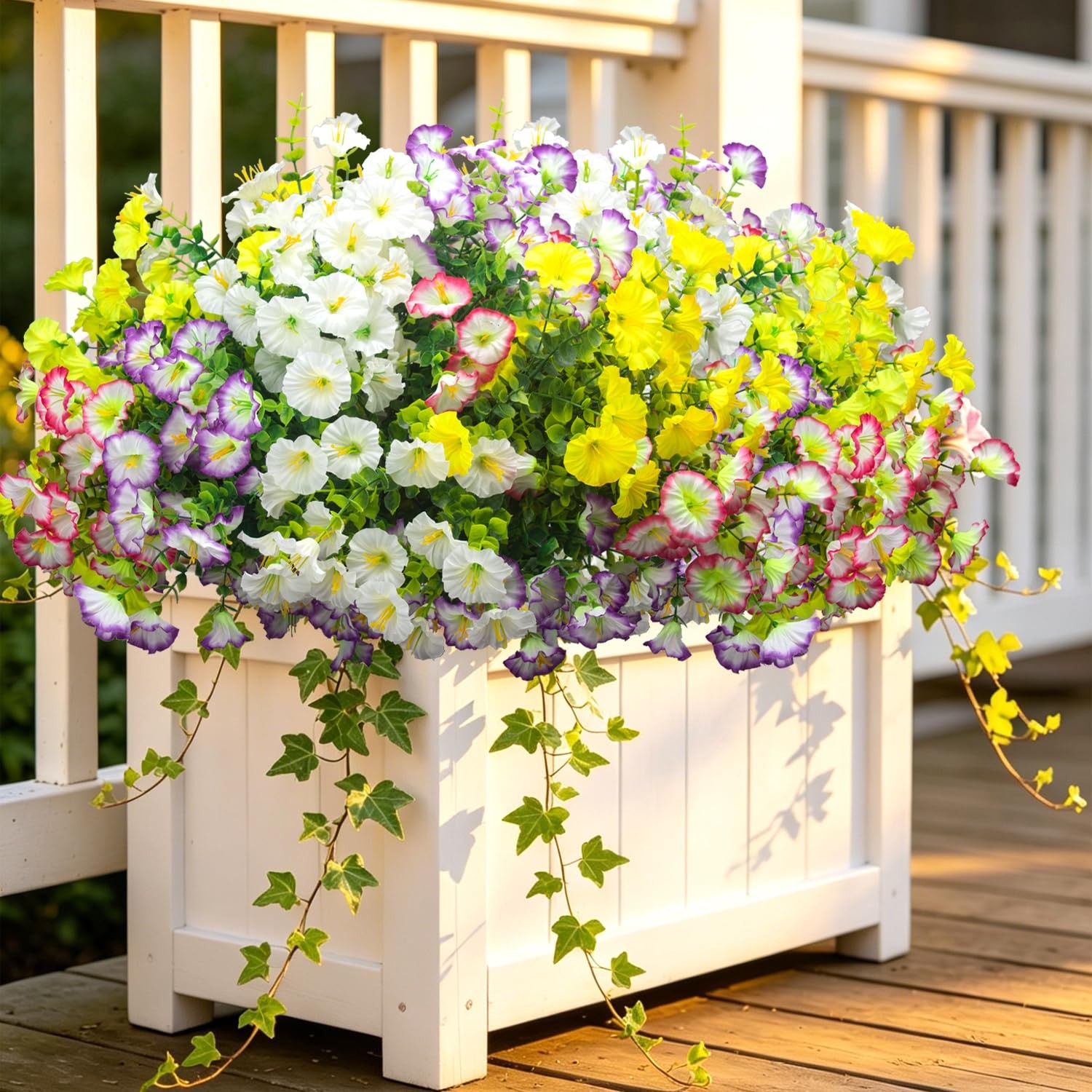16 Bundles Artificial Flowers for Outdoors Fake Plants Outside Decoration, Mo…