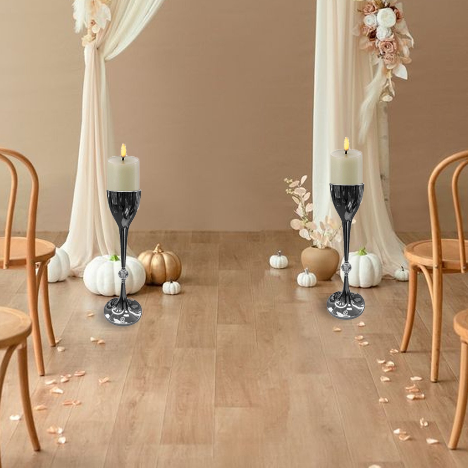 6123-Silky Silk Metal Candle Stand | Holders for tea lights/votives | ornaments