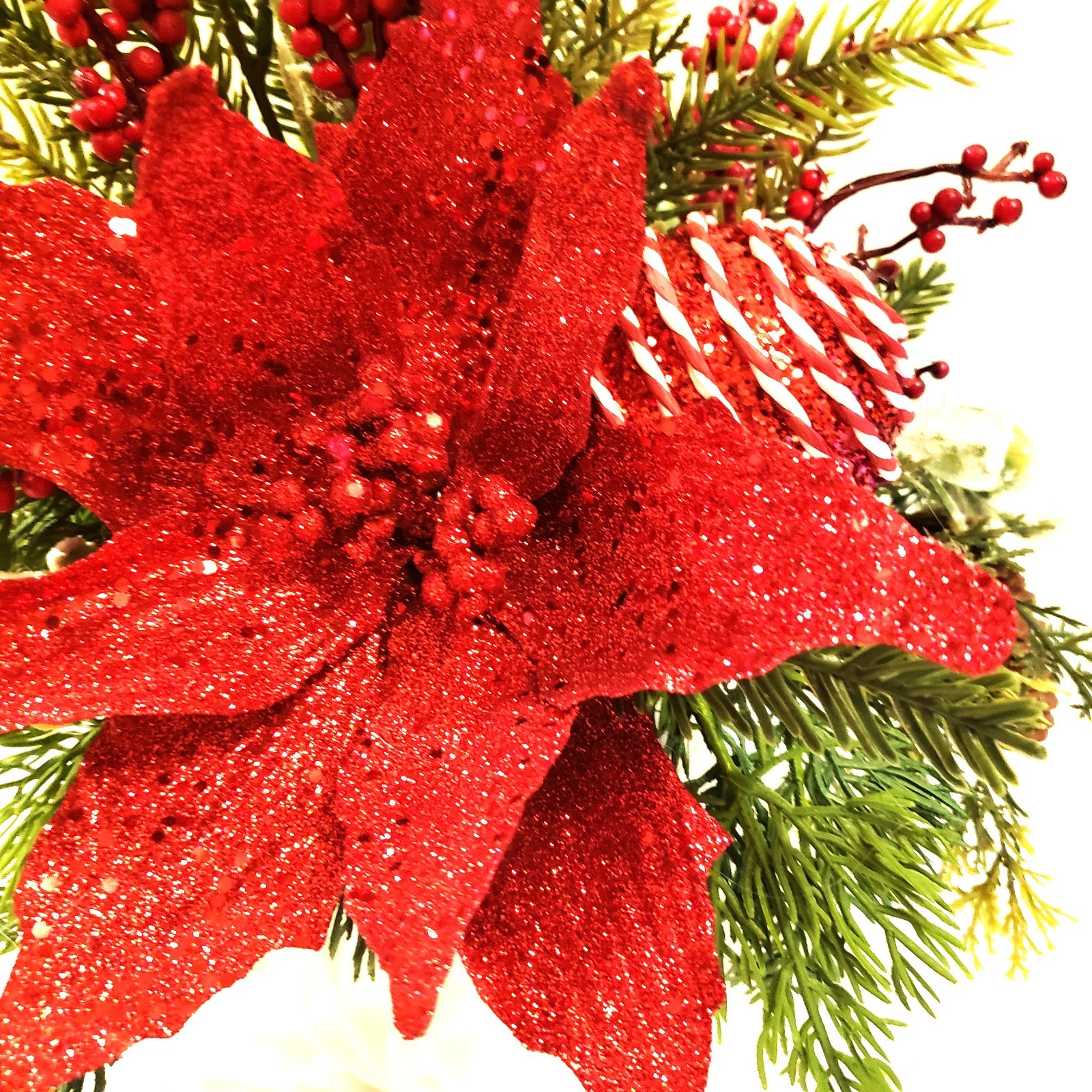Red Poinsettia Christmas Floral arrangement, Holiday Floral Arrangement, Winter