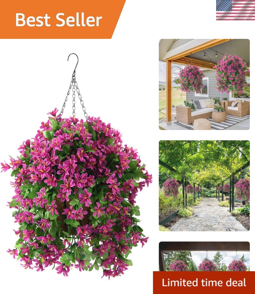 Artificial Hanging Flowers in Basket for Spring Summer Outdoor Porch Decorati…