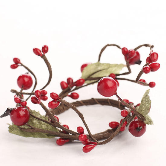 Bulk Buy of 12 Bright Red Assorted Berry 2-1/2″ Taper / Napkin Rings
