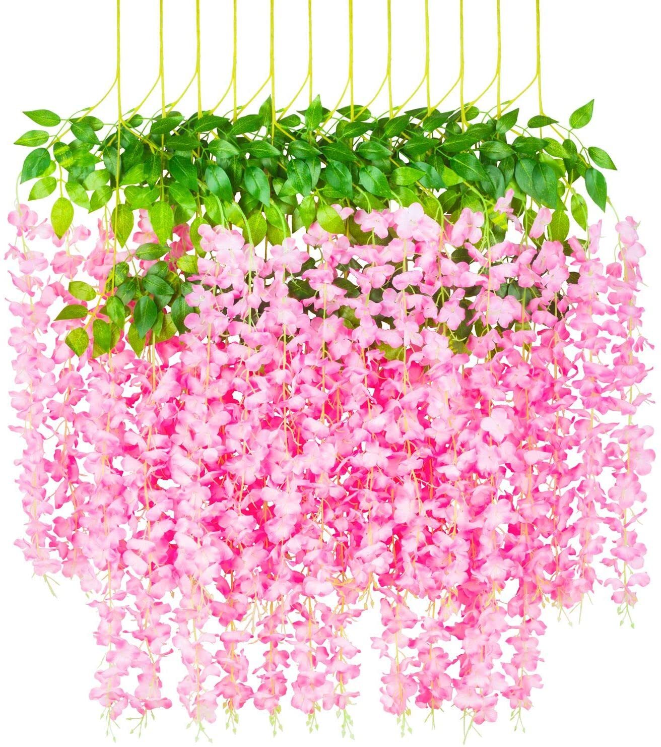 24Pcs Artificial Fake Wisteria Vine Ratta Hanging Garland Silk Flowers Decor USA