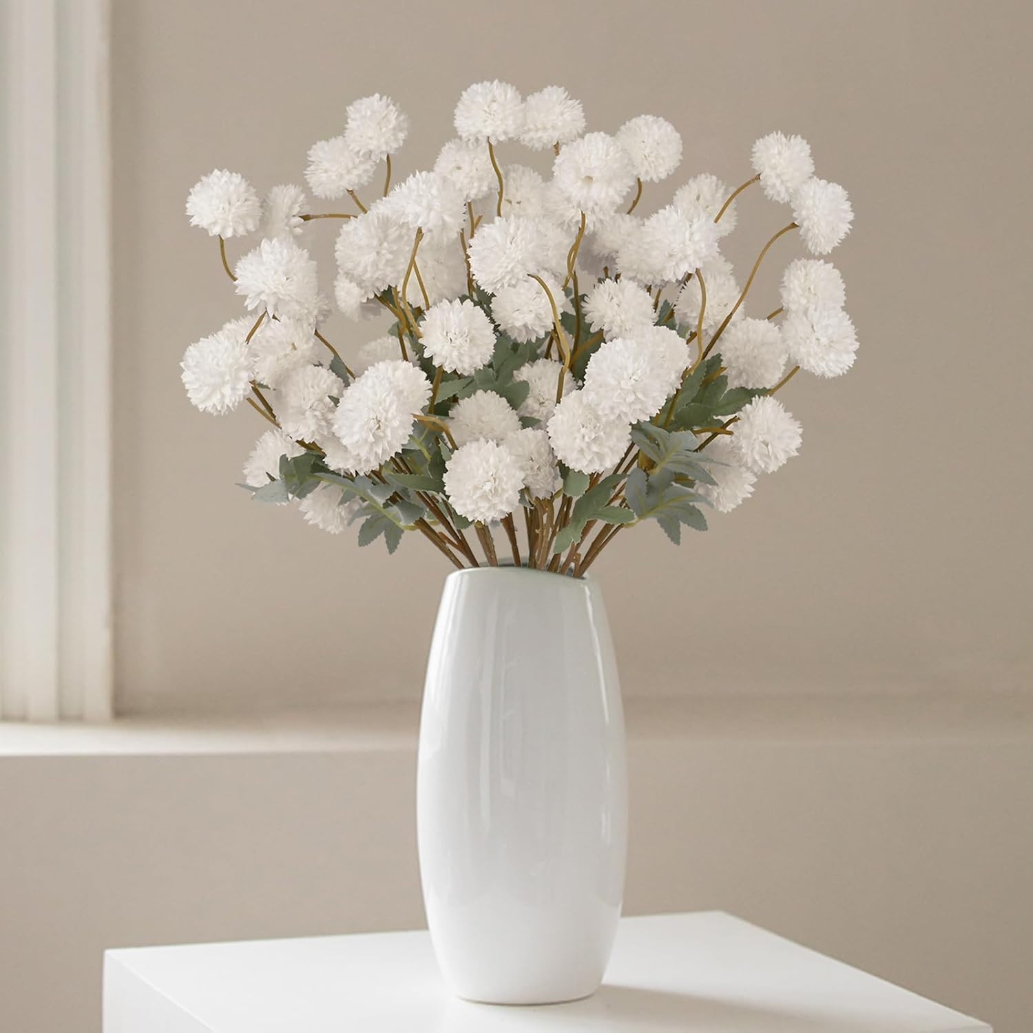 12 Pack Artificial Flowers Faux Kiku Flower Stems 21 Inch Silk Fall Floral Decor