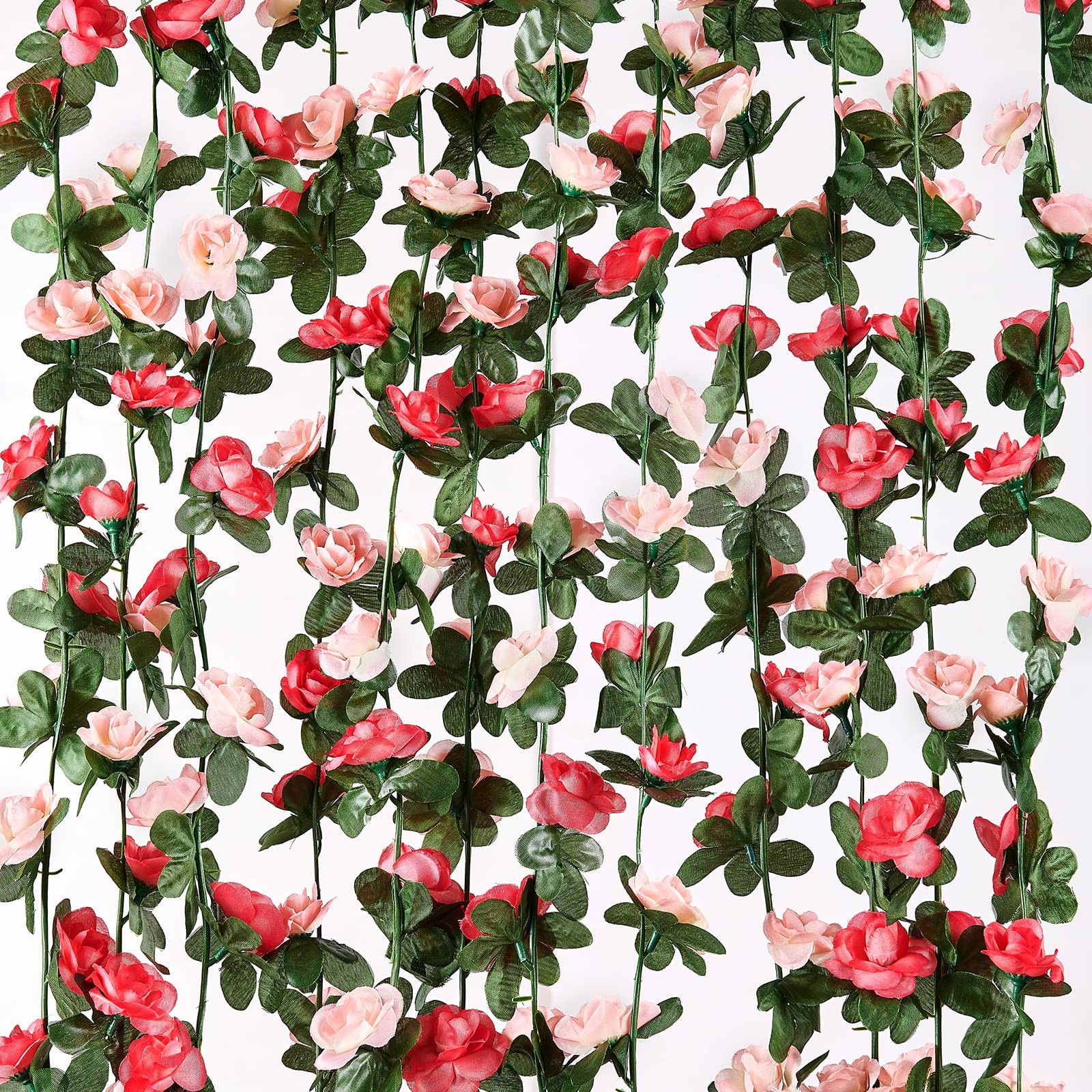 Flower Garland – 5 Strand 41Ft Rose Vines for Bedroom Decor, Pink Rose Floral…