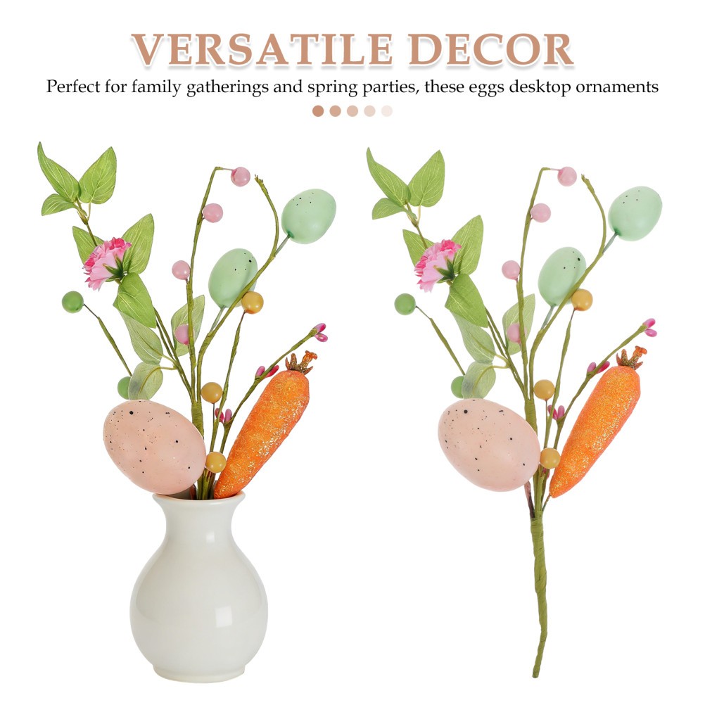 3Pcs Reusable Easter Party Egg Arrangement Stems with Colorful Spring Berries