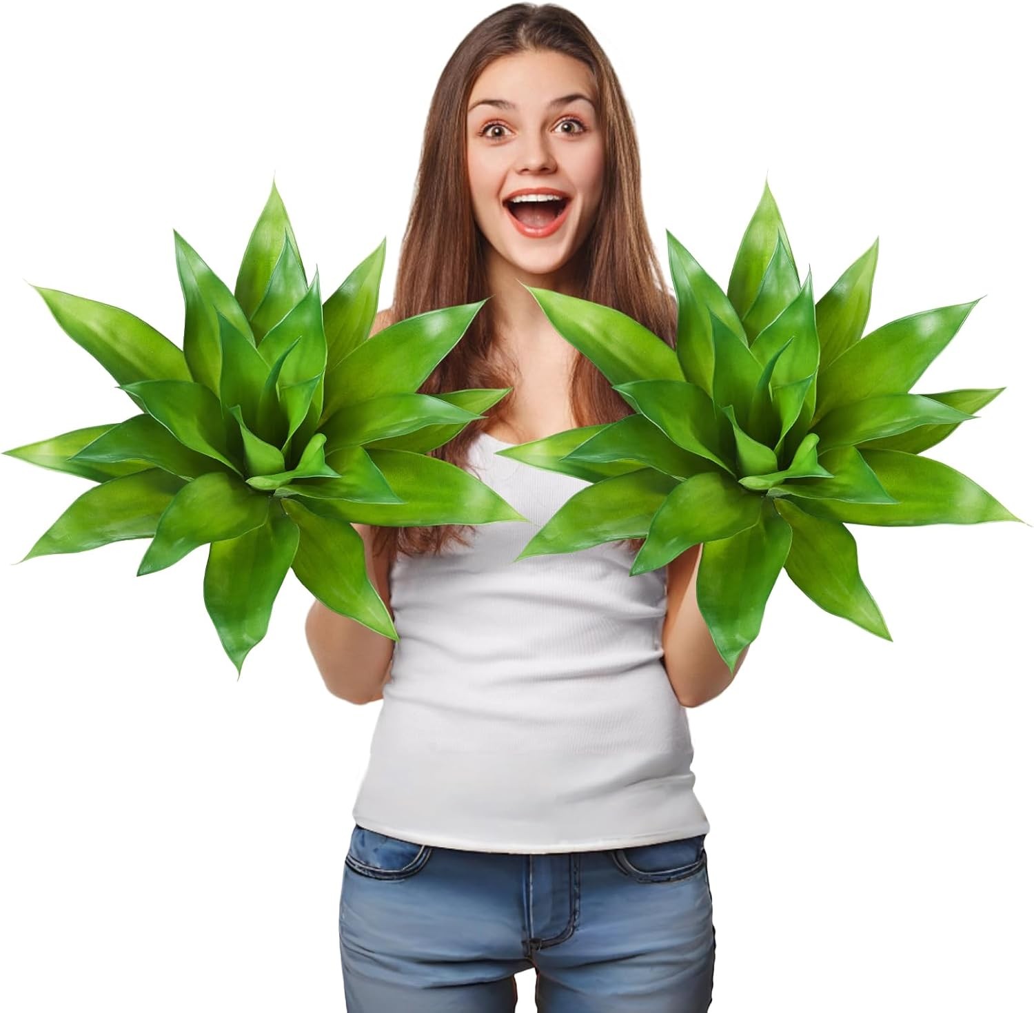 2pcs 22″/29″ Artificial Agave Plant Set, UV Resistant Realistic Fake Agave Plant