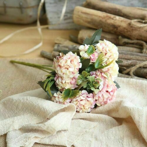 10 Heads Artificial Hydrangea Flowers Silk Wedding Bouquet Party Home Xmas Decor
