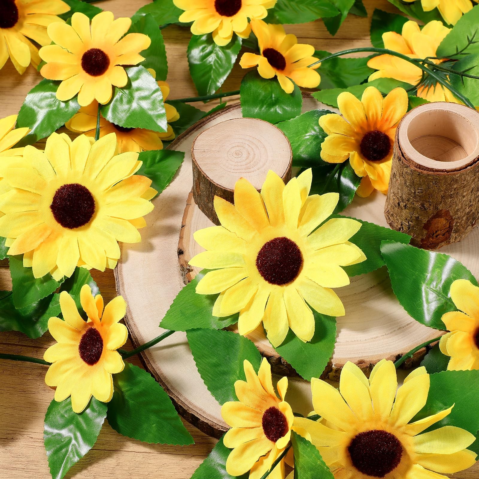 2 Pcs 8.2 FT Artificial Sunflower Garland Decoration 3 Inch 4 Inch Sunflowers…