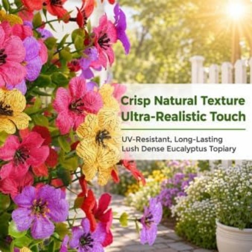 22″ Realistic Artificial Flowers for Outdoors with Ground Stakes – UV Resista…