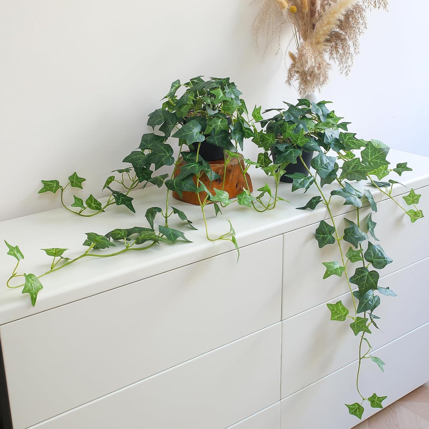 Fake English Ivy Plants in Pots Set of 2 – Realistic Artificial Ivy Greenery for