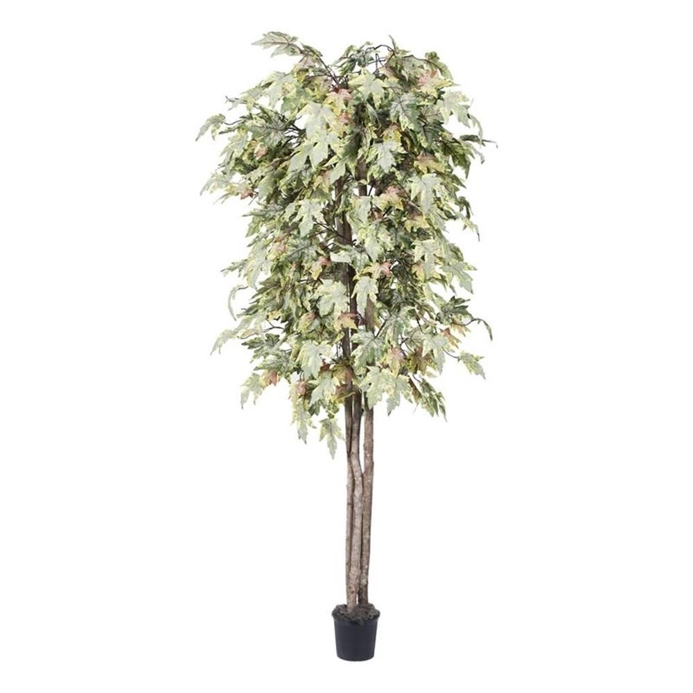 Vickerman 6′ Artificial Frosted Maple Deluxe Tree with Black Pot in Green/Brown