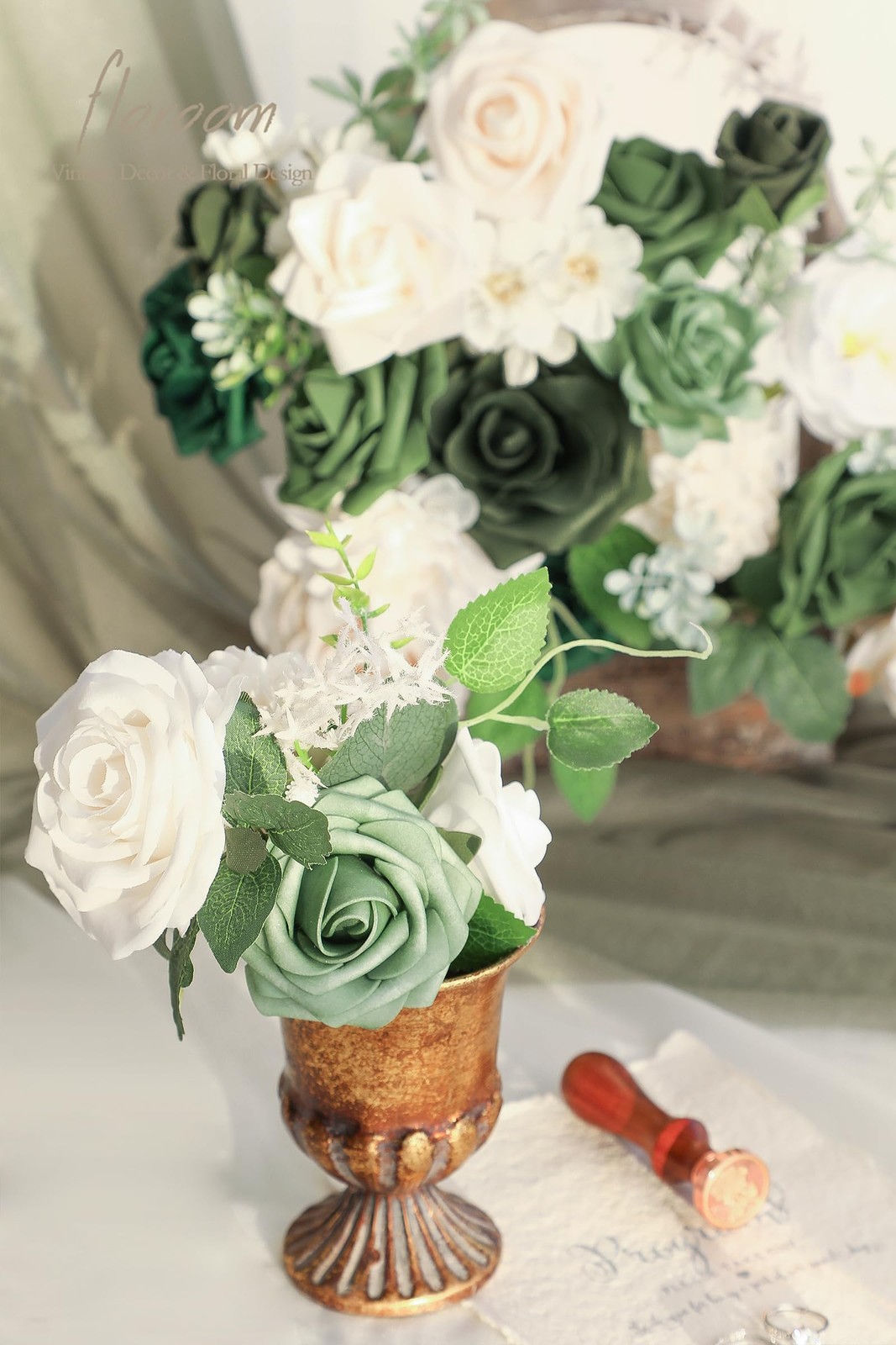 Olive Green Artificial Flowers Forest Green Fake Roses Peonies Dahlia Greener…