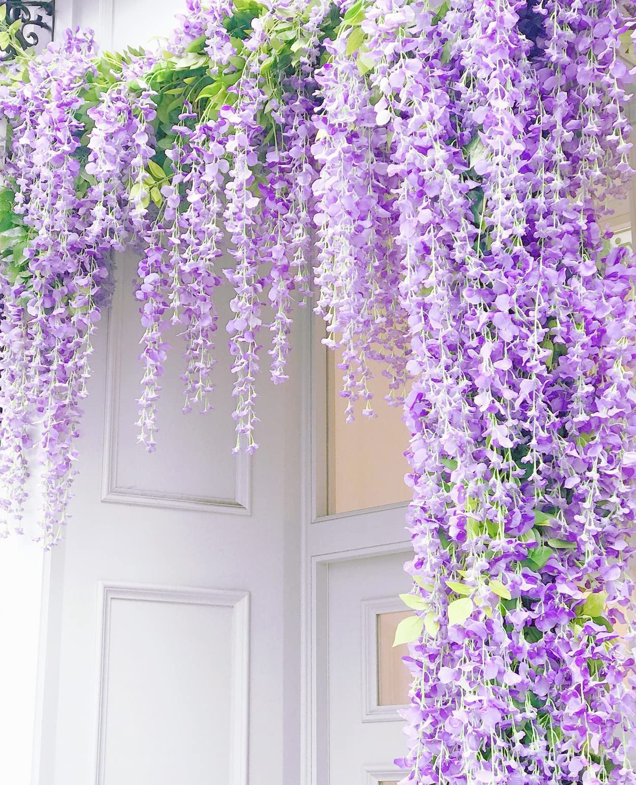 Wisteria Hanging Flowers 24 Pack Artificial Flowers Fake Wisteria Vine Rattan…
