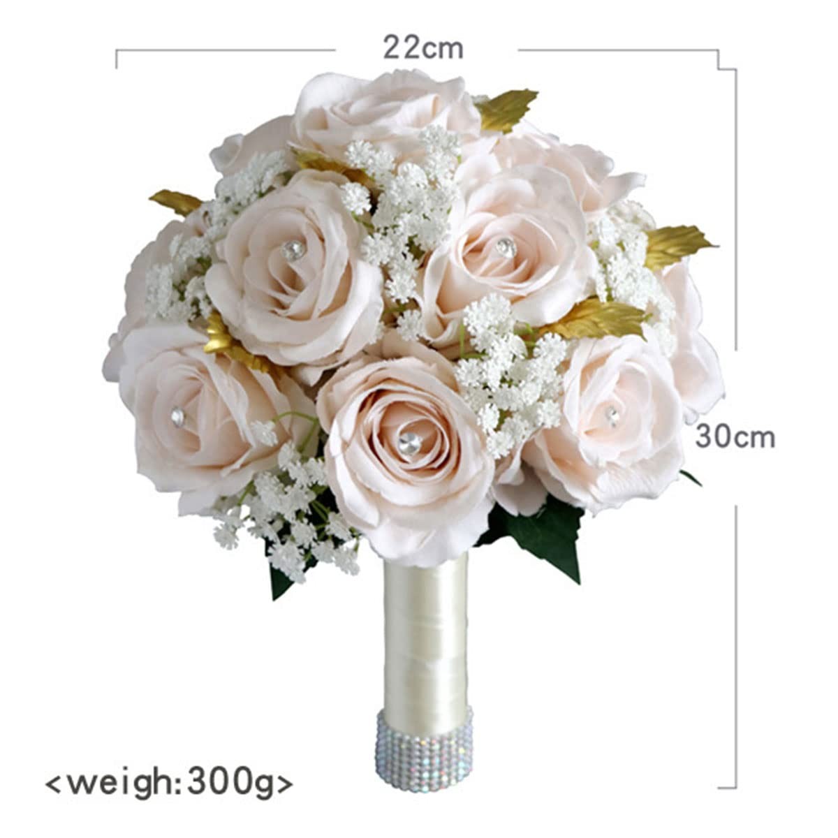 S_SSOY Wedding Bouquet for Bride Bridesmaid Champagne Silk Rose Bouquet for W…