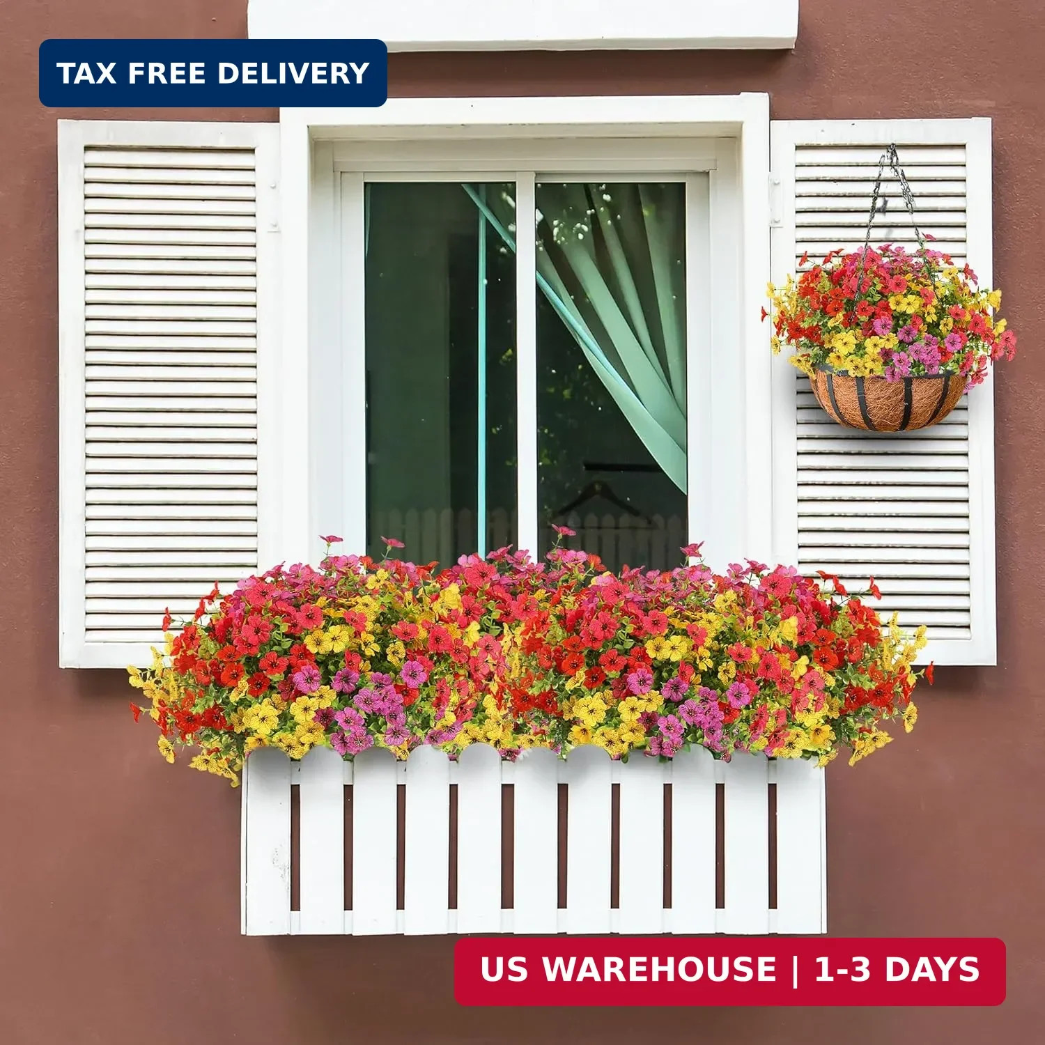 Sggvecsy Artificial Flowers for Outdoors 12 Bundles Realistic Faux Plants UV Res