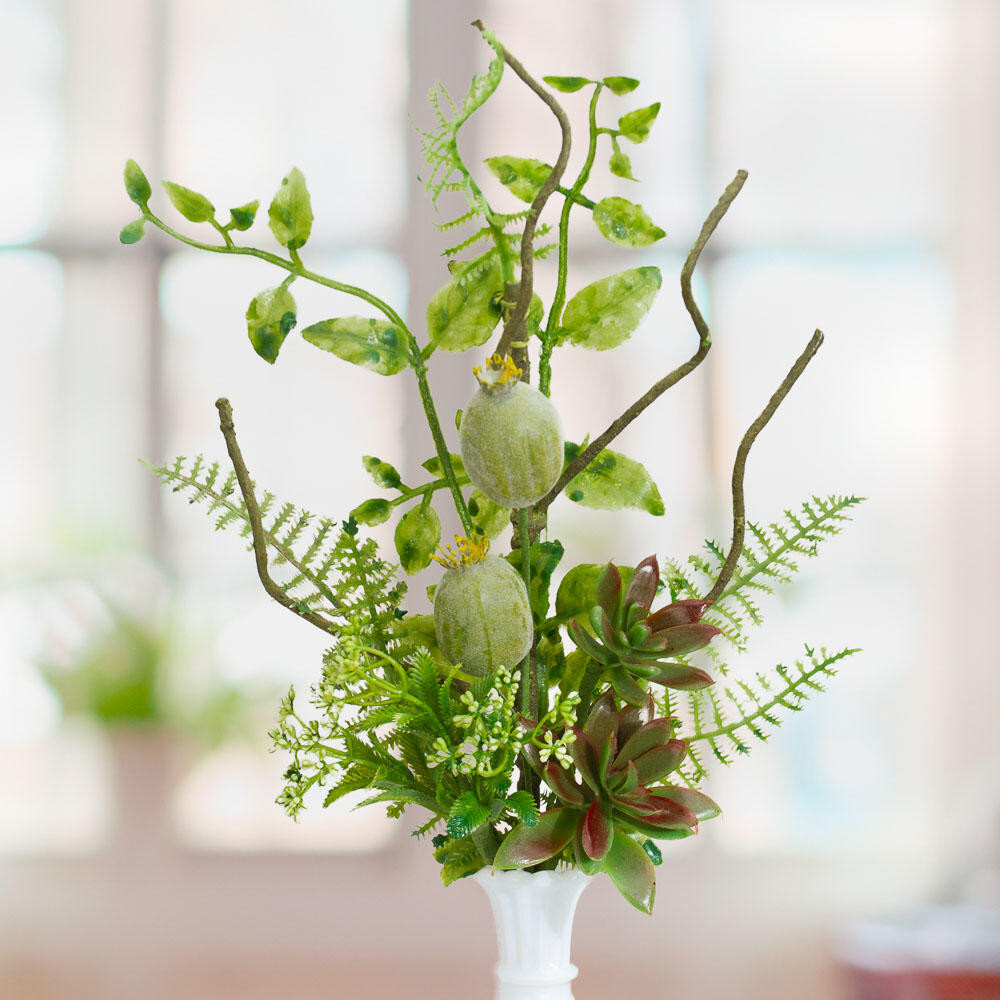 Set of 2 Artificial 19″ Foliage Sprays with Succulents And Fern