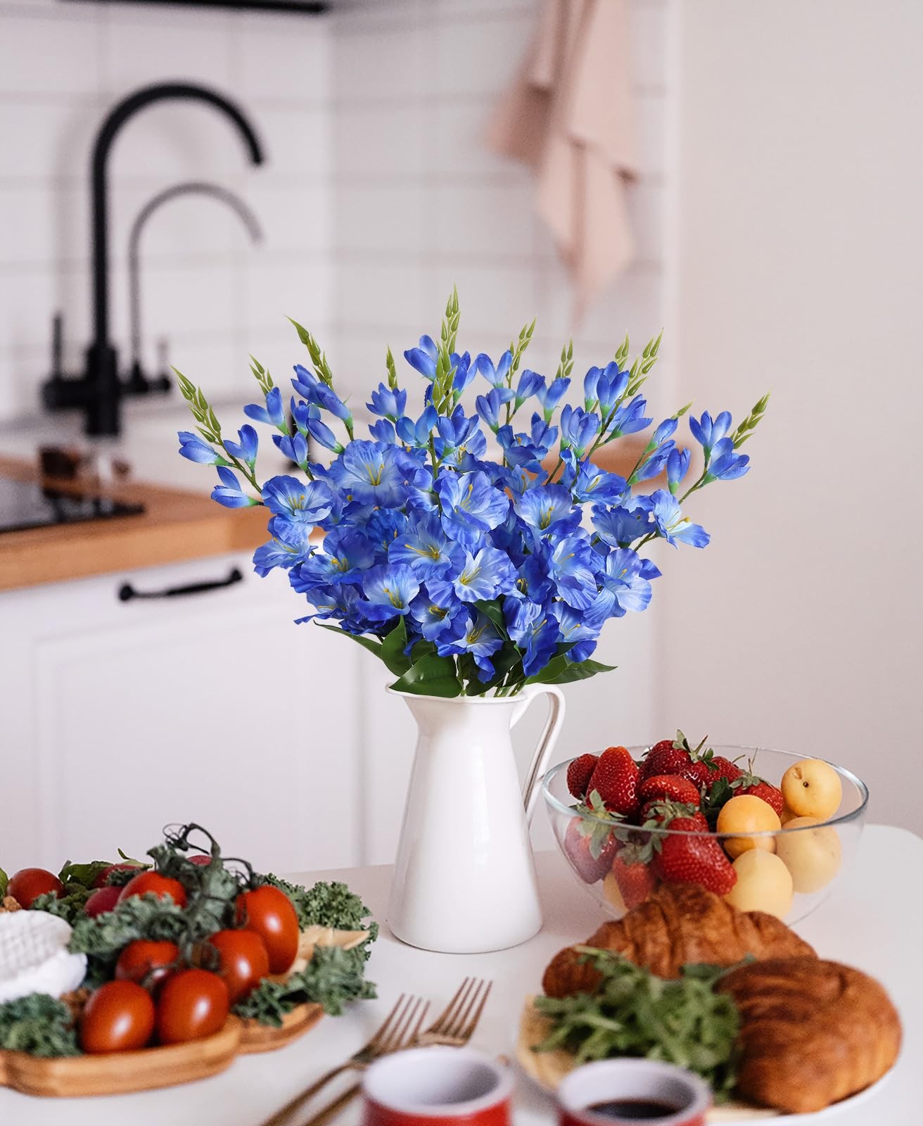 Royal Blue Gladiolus Artificial Flowers 10PCS 30in Silk Fake Gladiolus Flower…
