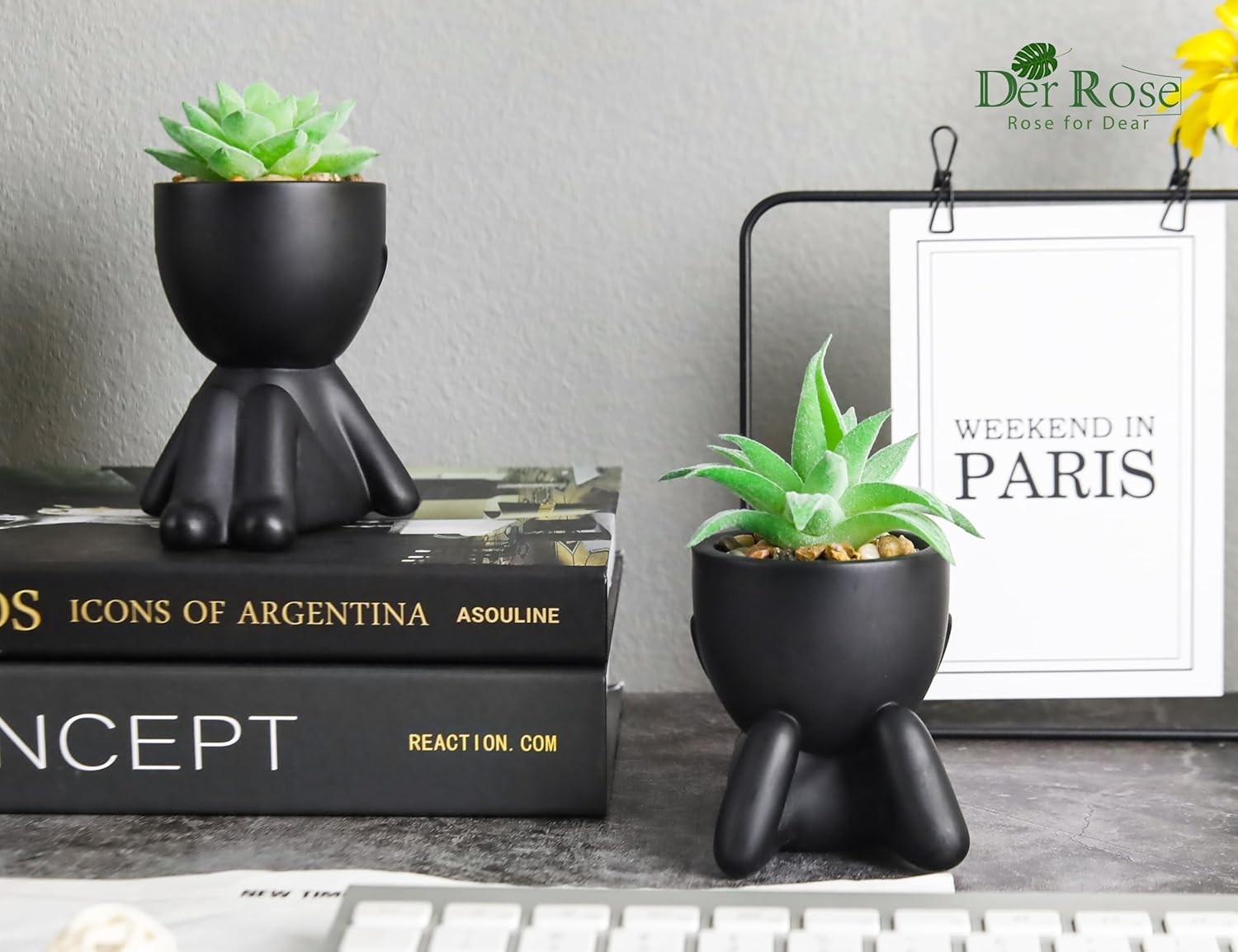 Rose 2 Pack Fake Plants Succulent Plants Artificial for Home Bathroom Living Roo