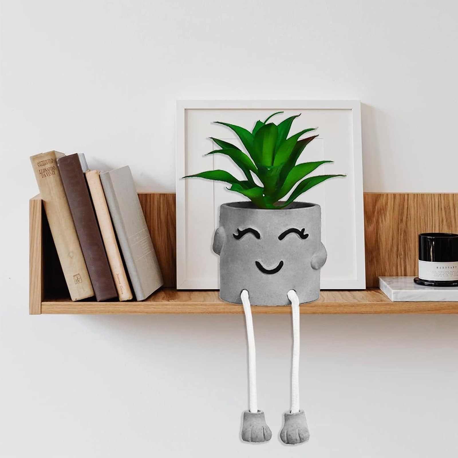 Artificialplant Succulents in Cement Pots with Hanging Leg, Kitchen Shelf Dec…