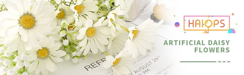 Artificial Daisy Flowers 6 Bundles 21” Faux Silk Daisy Flowers with Stems for