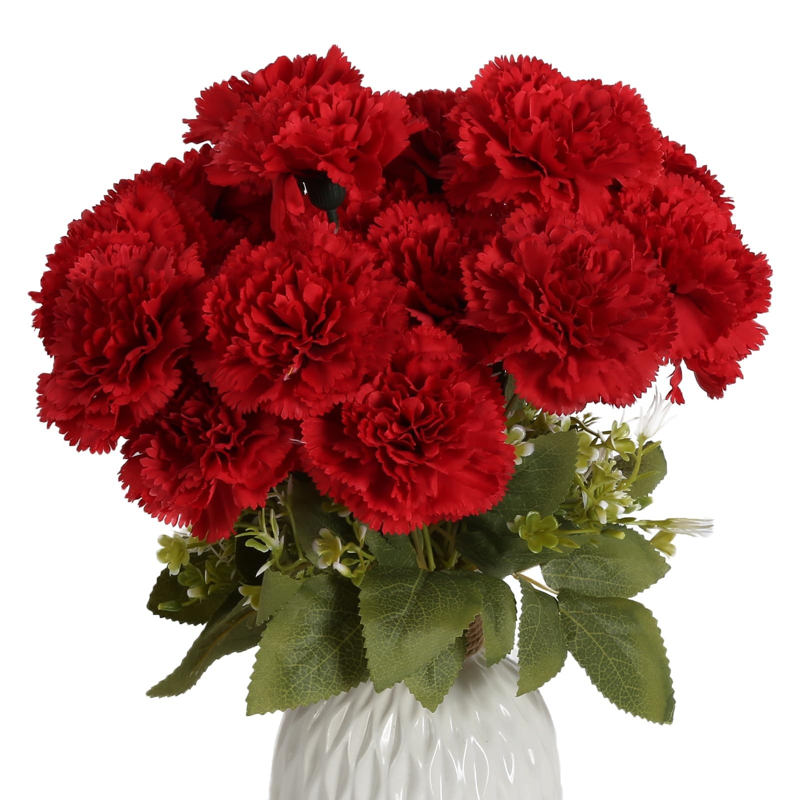 Red Carnations Artificial Flowers 21Heads Silk Carnations with Stems Fake flo…