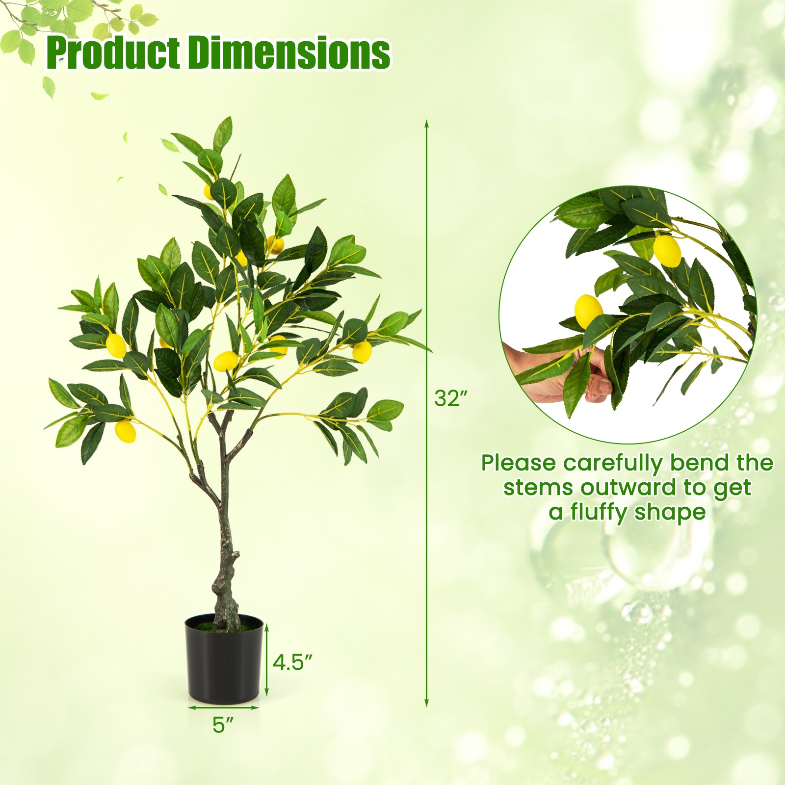 Artificial Lemon Tree 2.6 FT Tall Fake Plant w/Lemon Fruits Office Decor