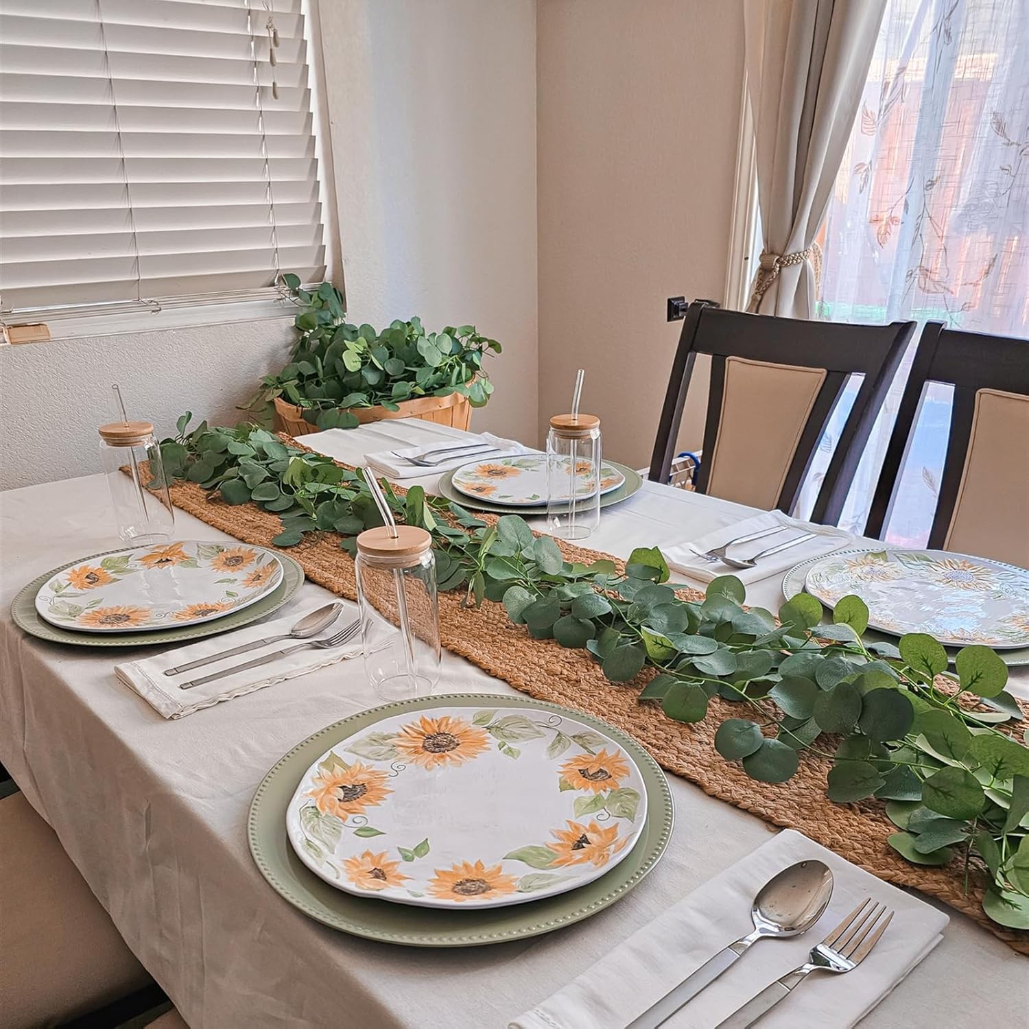 12 Pack 84Ft Eucalyptus Garland,Artificial Eucalyptus Leaves Table Greenery