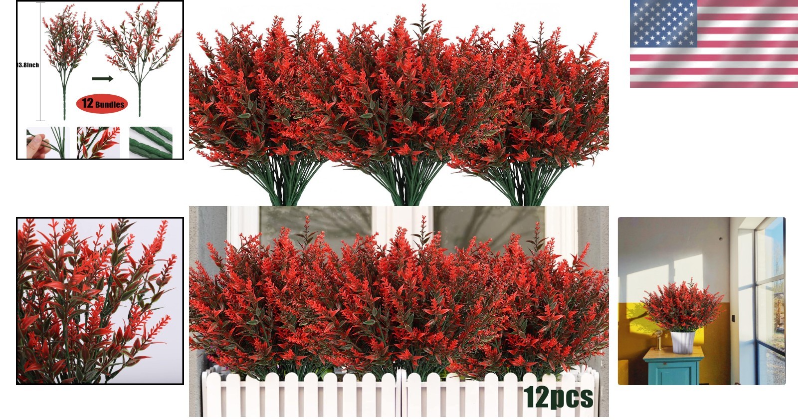 Vibrant Orange Artificial Lavender – 12 UV Resistant Bundles for Every Occasion