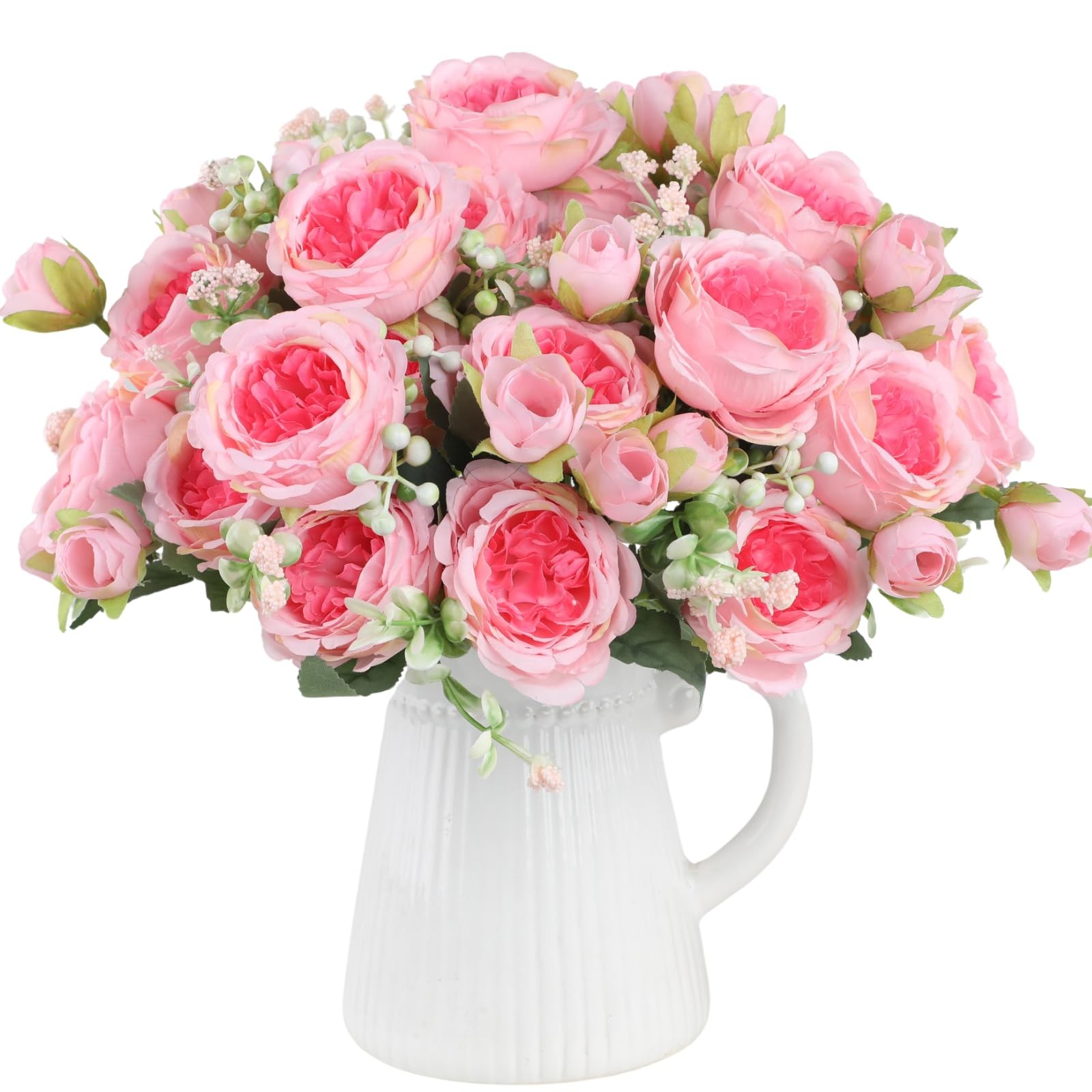 3 PCS Pink Artificial Flowers Peonies Fake Bouquet Decoration Faux Roses